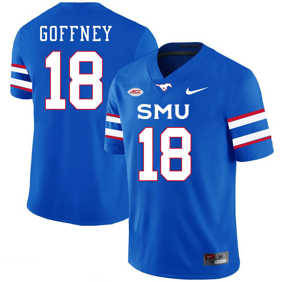 SMU Mustangs #18 Dylan Goffney Jersey College Football Uniforms-Royal